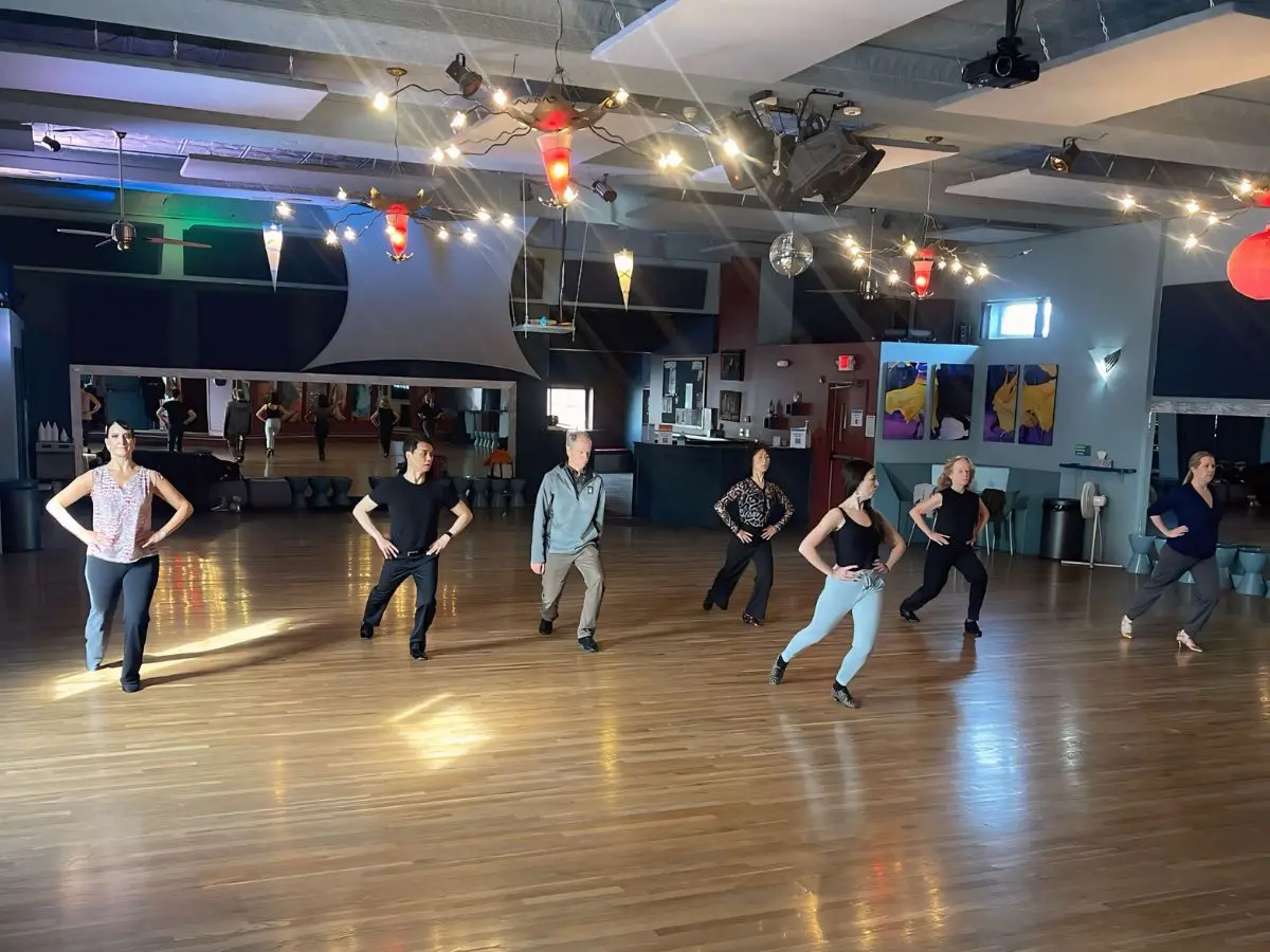 Group ballroom dance class near Newton at SuperShag West Ballroom, Waltham.