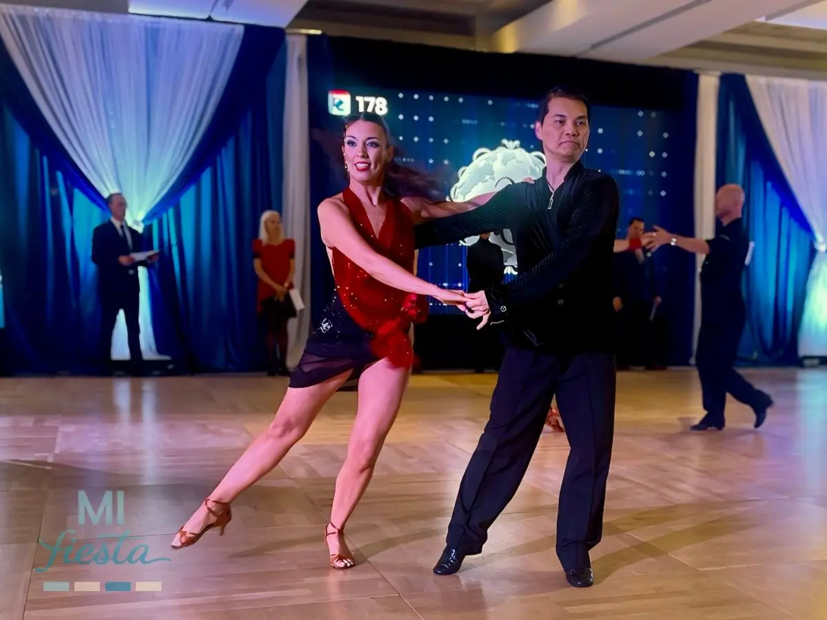 Ballroom dancers delivering an energetic and polished competition performance