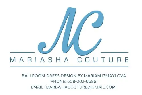 mariasha-couture-ballroom-dress-design Adults dancing at a colorful ballroom social party at MI Fiesta Dance Studio in Waltham.