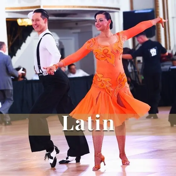 Latin Dance Lessons in Waltham & Natick, MA | Mi Fiesta Dance Couple dancing Latin style at a competition — Latin dance lessons at Mi Fiesta Dance in Waltham and Natick, MA