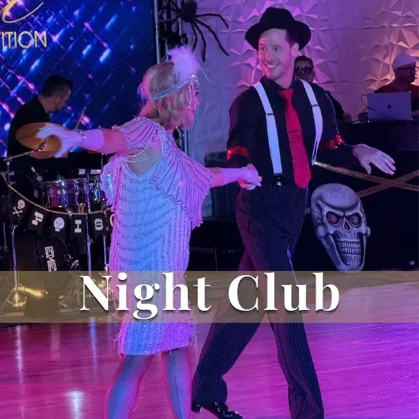 Night Club Dance Lessons in Waltham & Natick, MA | Mi Fiesta Dance Couple dancing Night Club style at a dancesport competition — Night Club dance lessons at Mi Fiesta Dance in Waltham and Natick, MA